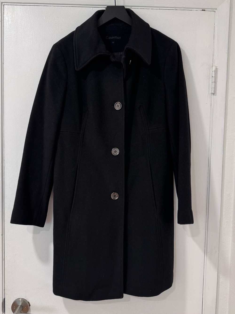Calvin Klein Black Single-Breasted Wool Coat